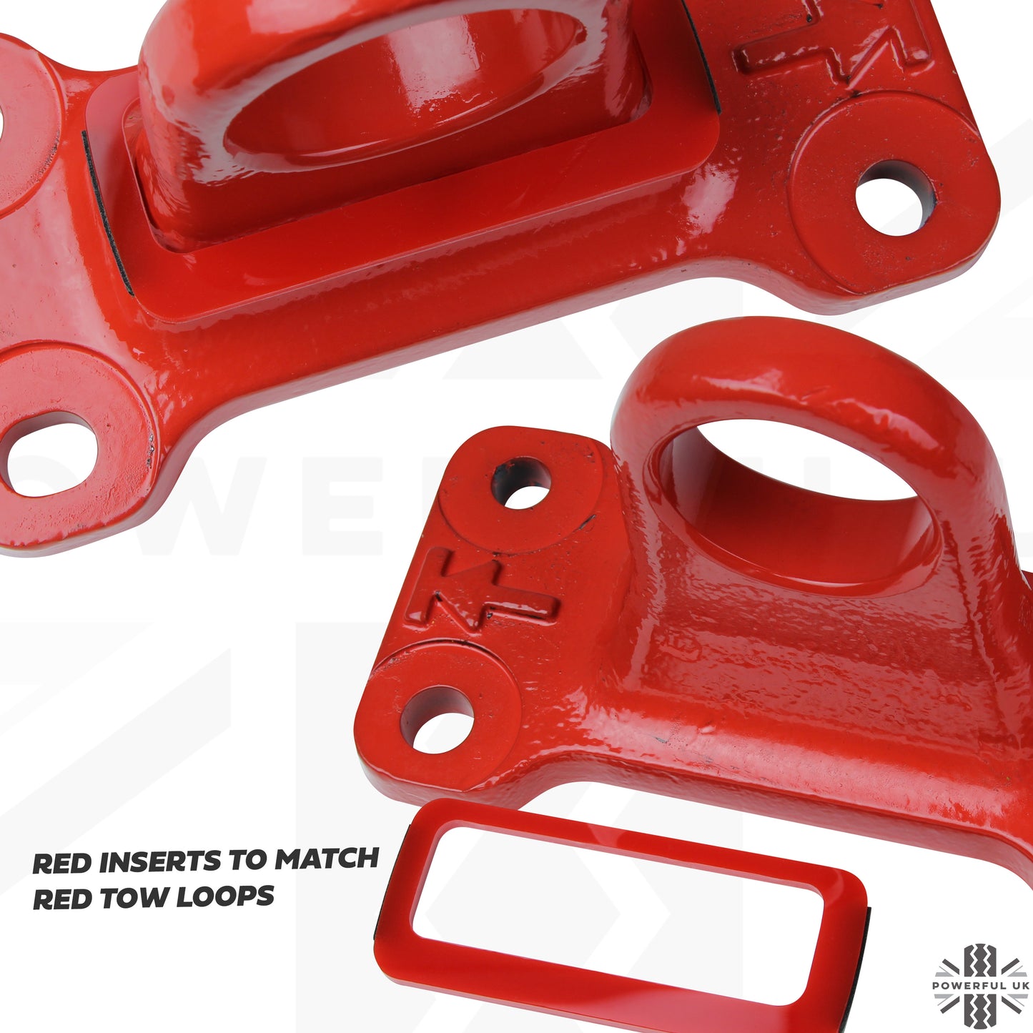 Rear Bumper Tow Loop Finisher Inserts - RED - for Land Rover Defender L663