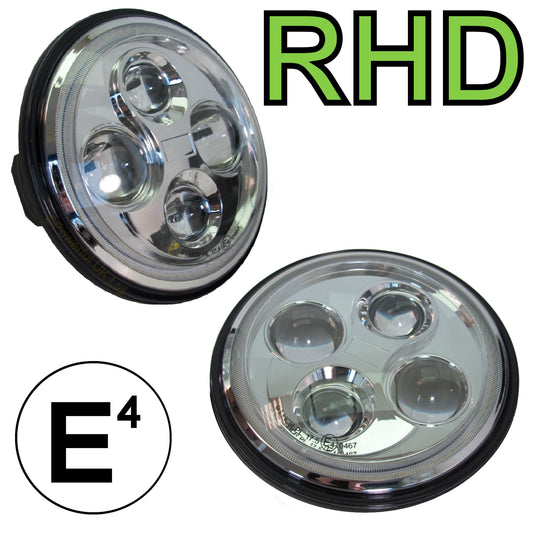 Headlights - Full LED - Chrome - RHD for Land Rover Defender