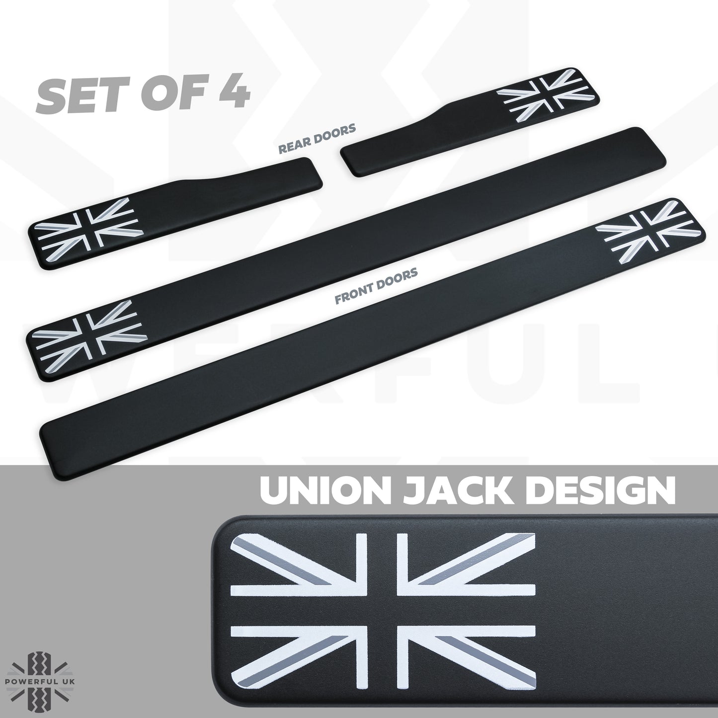 Door Scuff Plate Insert Set - Black + Union Jack for Range Rover Evoque