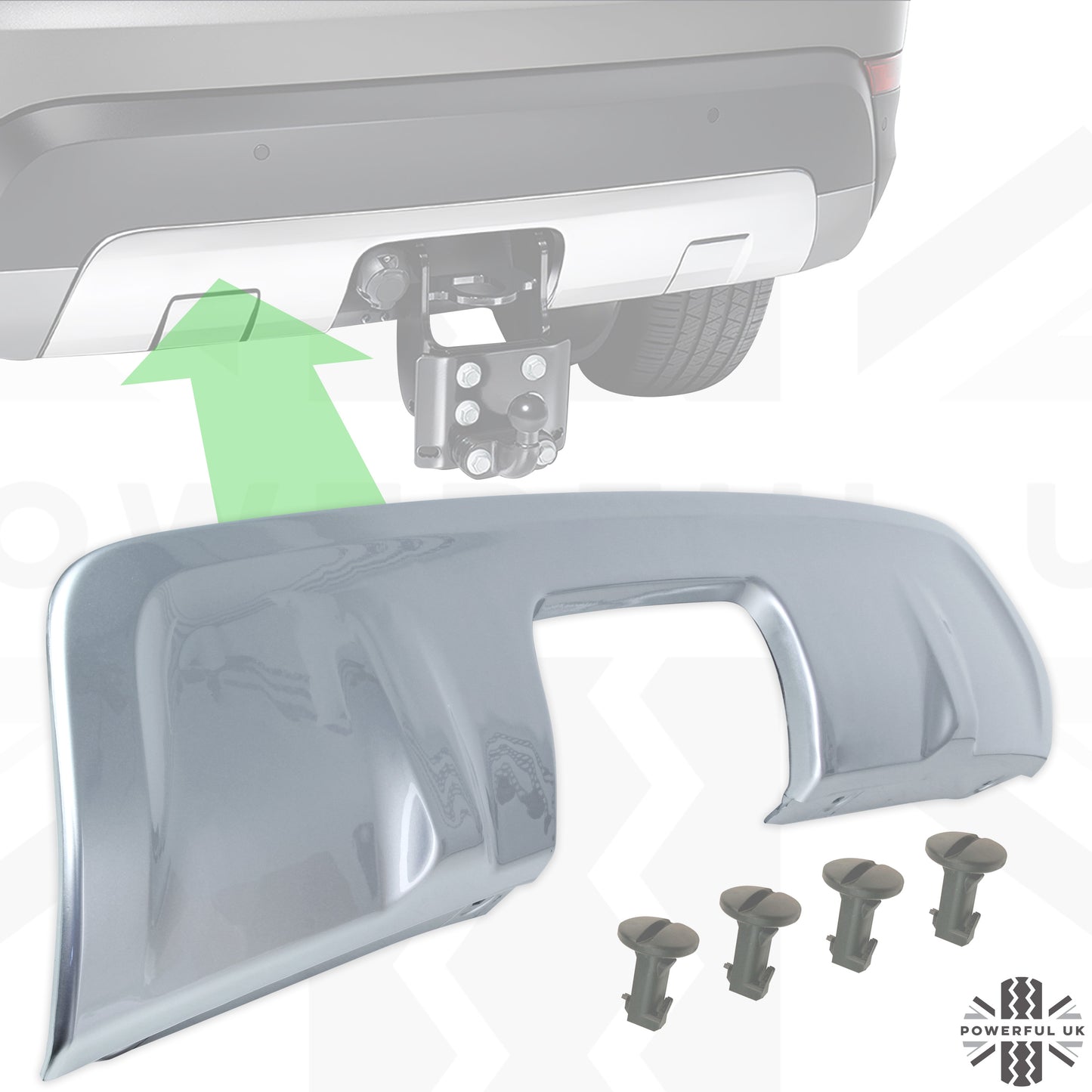 Rear Bumper "Dynamic" Tow Eye Cover FIXED TOW BAR - Silver - for Land Rover Discovery 5