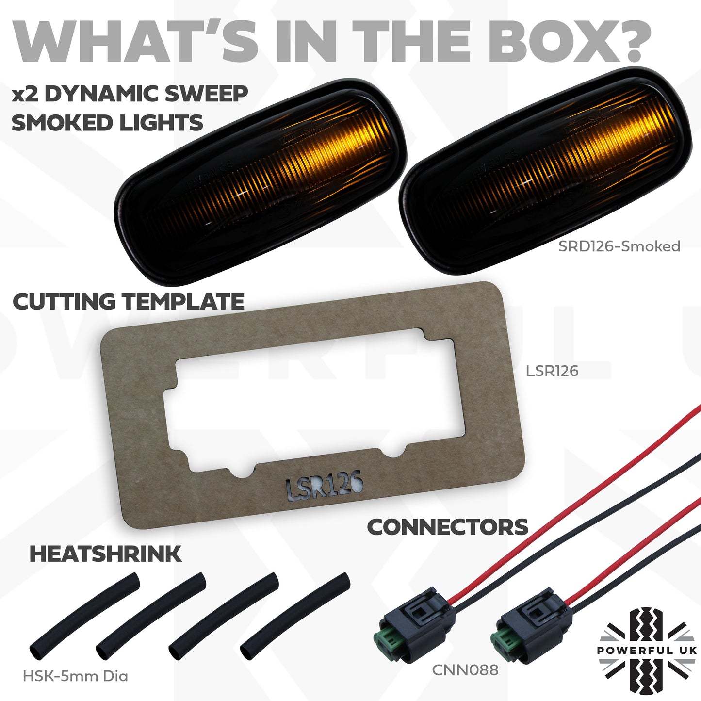 Side Repeaters Conversion Kit - LED - Smoked - Dynamic Sweep for Land Rover Defender