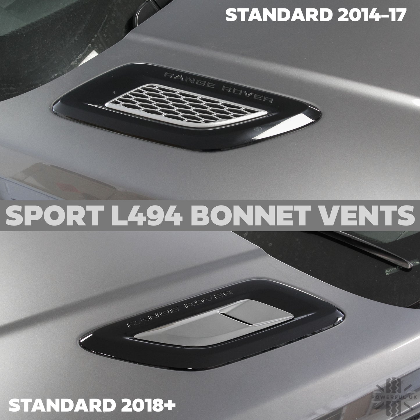 Bonnet Vents (2018) - Genuine - Gloss Black + Silver for Range Rover Sport