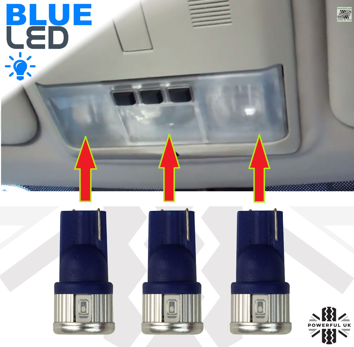 Blue LED Roof Interior Light Kit for Range Rover Sport L320 (3pc)