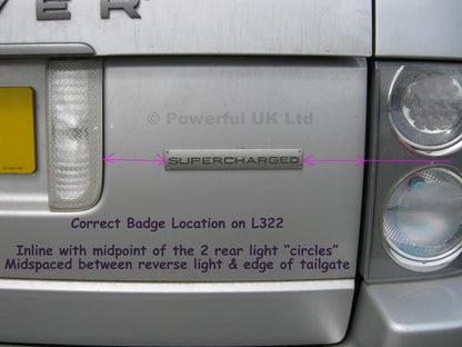SUPERCHARGED Badge - Black & Chrome for Range Rover L322