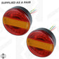 LED Round 3in1 Indicator/Stop/Tail Lights 90/95mm - PAIR