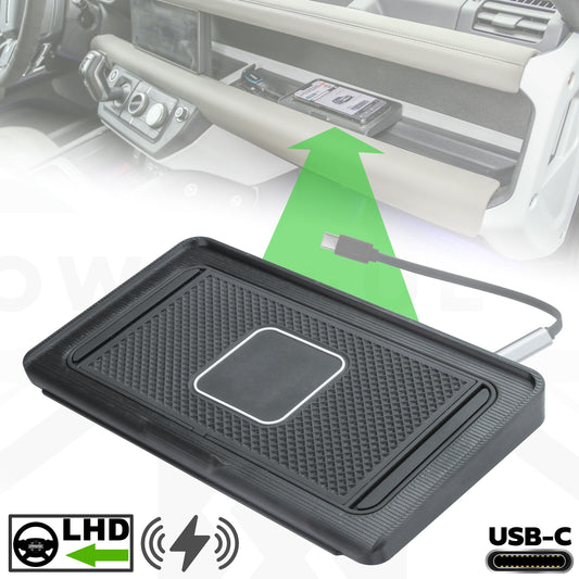 Passenger Side Wireless Phone Charging Tray for Land Rover Defender L663 (USB-C) - Left Hand Drive