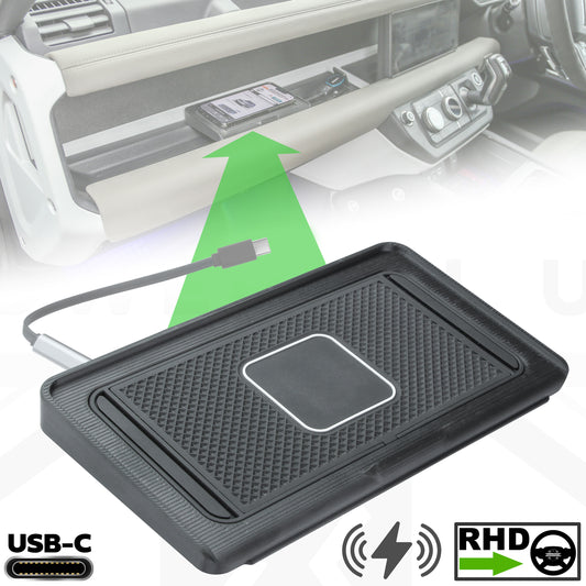 Passenger Side Wireless Phone Charging Tray for Land Rover Defender L663 (USB-C) - Right Hand Drive