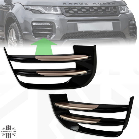 Black Front fog Surrounds wih Copper Inserts for Range Rover Evoque SE & HSE (2016-19)