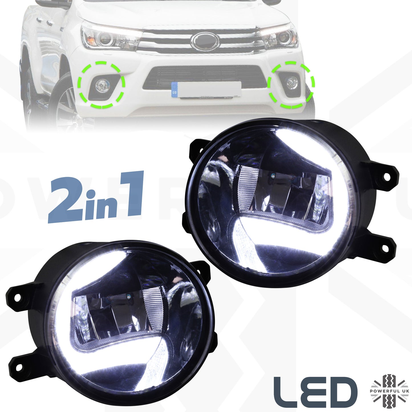 Toyota Hilux Mk8 Revo (2015-20) LED 2in1 Fog/DRL Lights - Pair