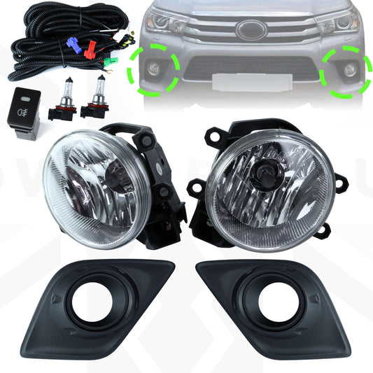 Fog Light Kit - Black Surrounds - for Toyota Hilux Mk8 Revo (2015-20)