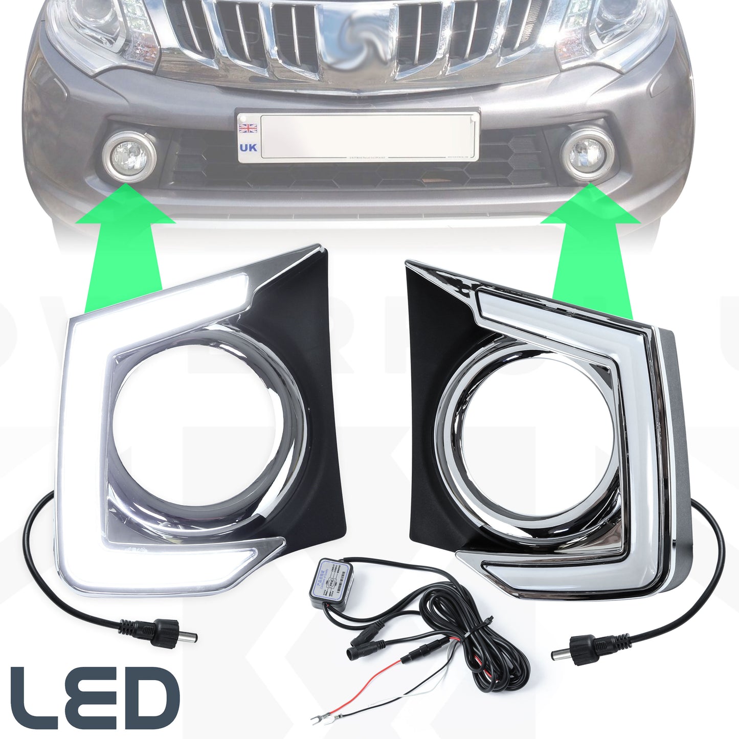 LED DRL Fog Light Surround Kit for Mitsubishi L200 2015-19