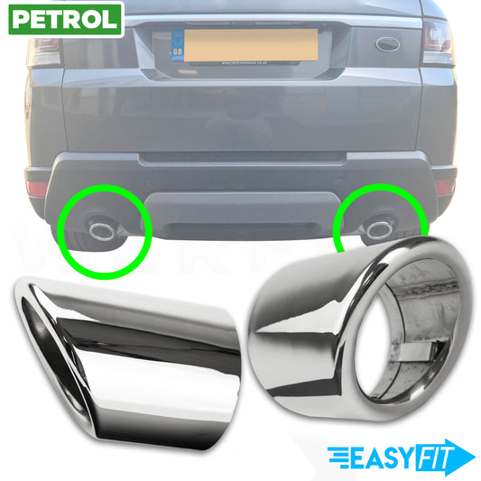 Round Exhaust Tips for Range Rover Sport L494 (2014-17) - Pair - PETROL- Stanless