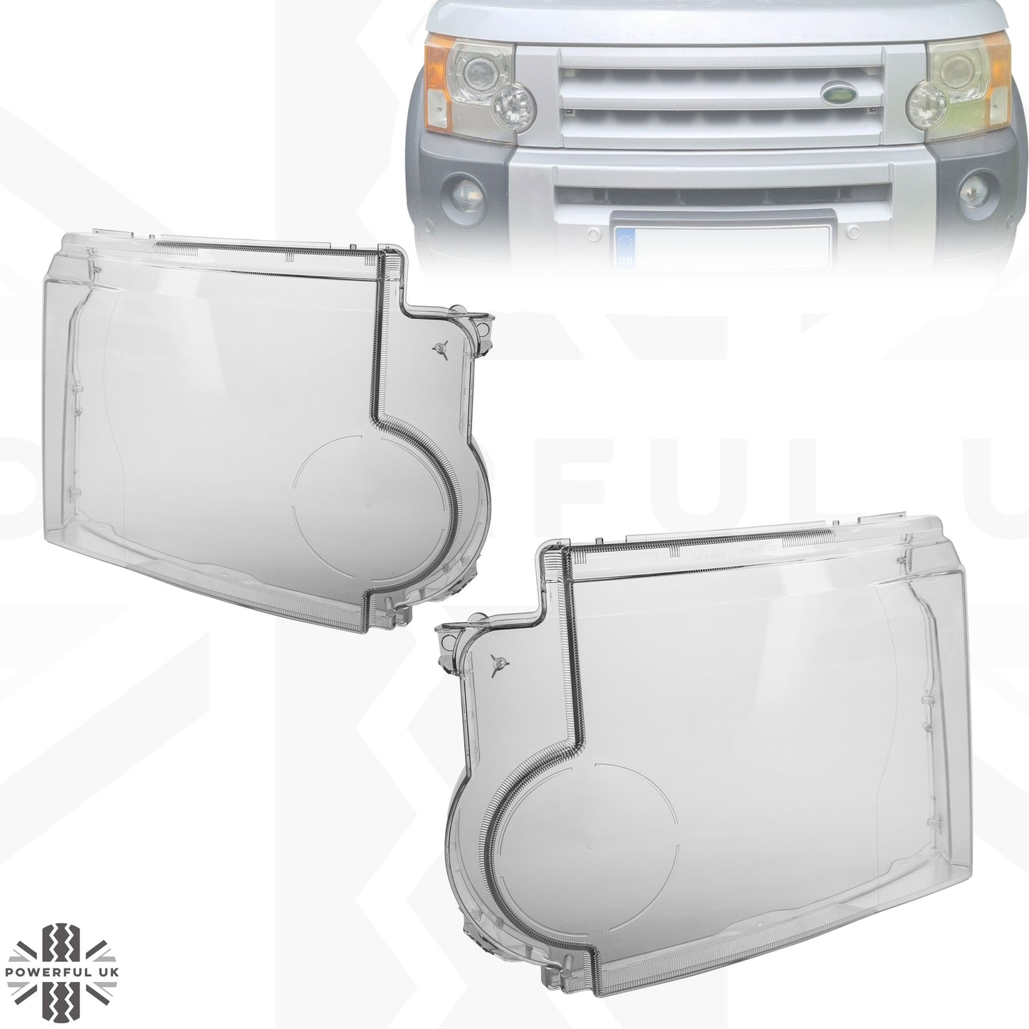 Replacement Headlight Lens for Land Rover Discovery 3  - PAIR