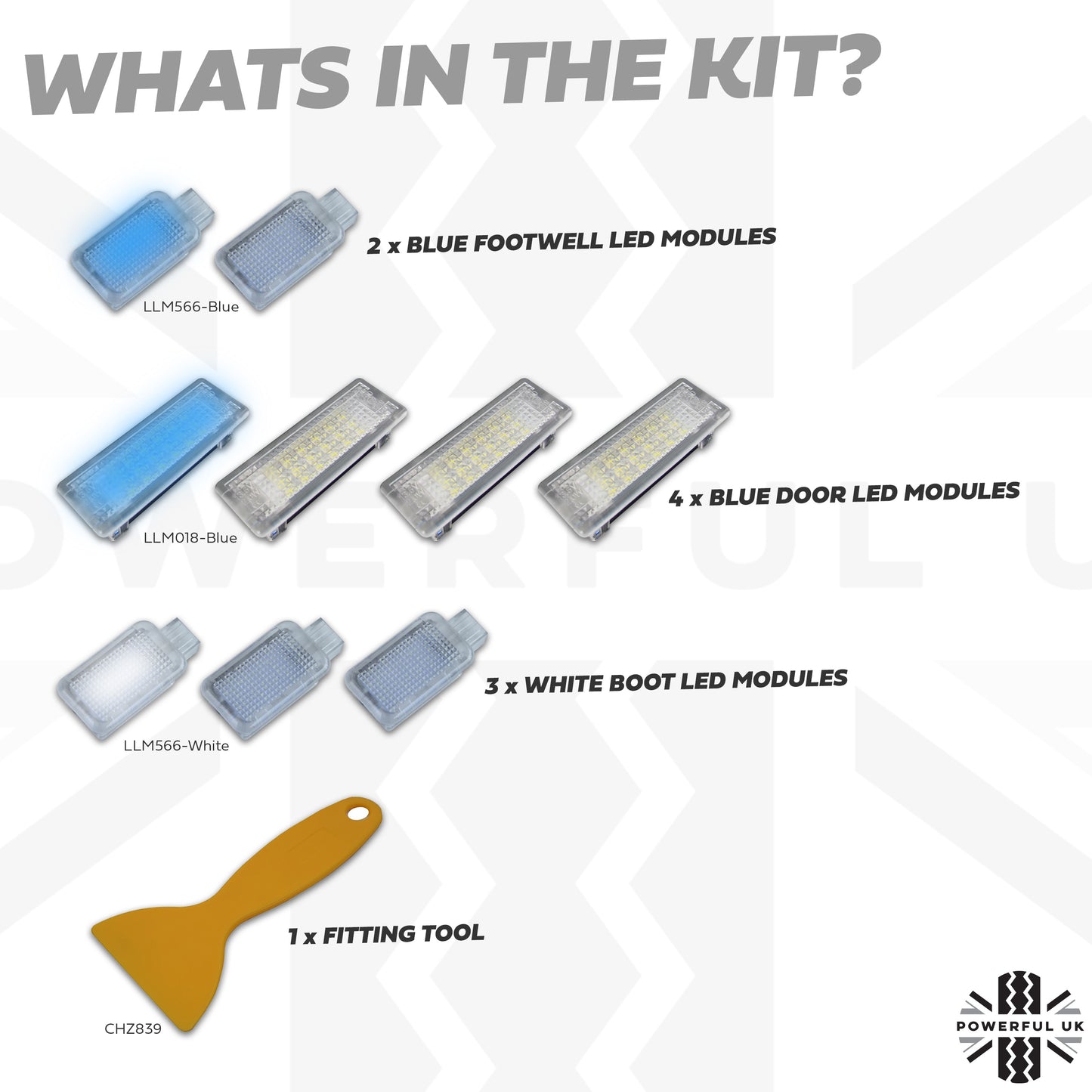 LED Interior Light kit in White & Blue for Range Rover Sport L494