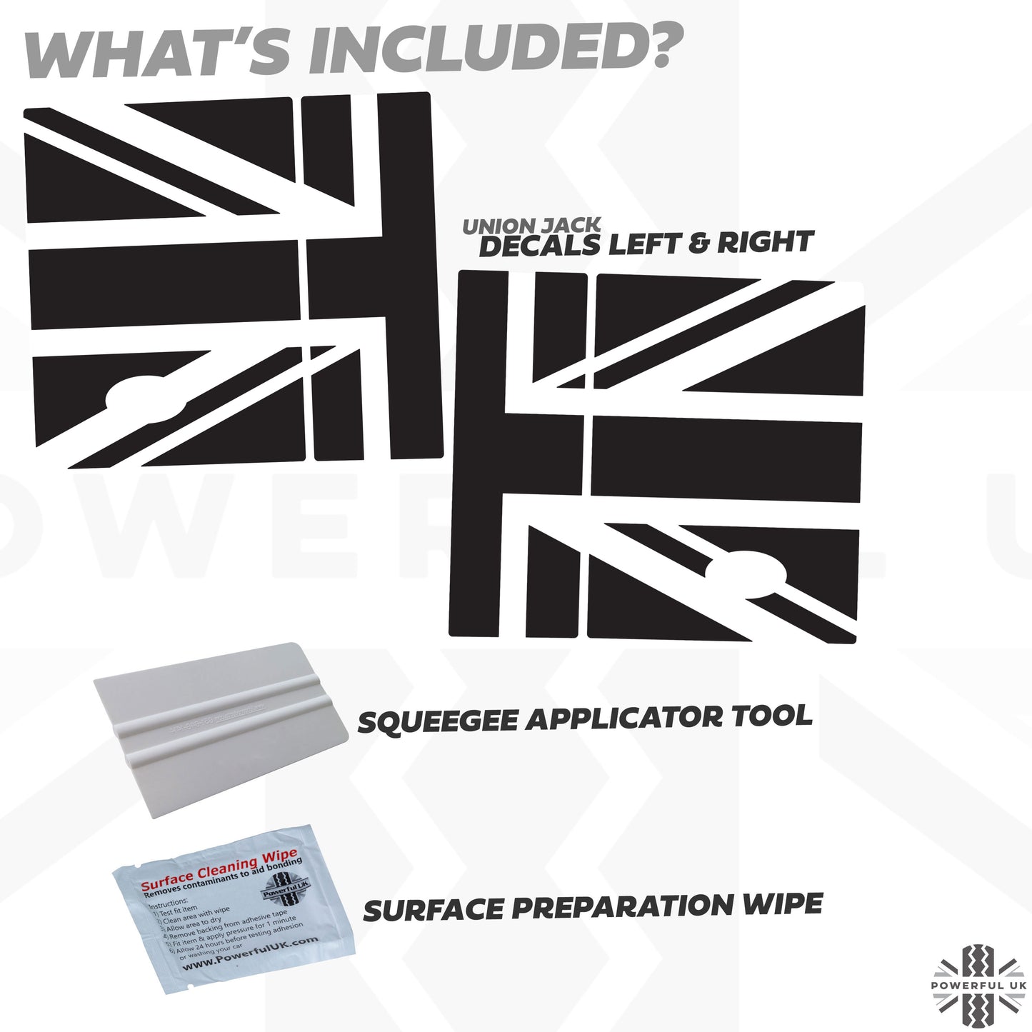 Side Panel Decal Kit - 'Union Jack Flag' - Matte Black for Land Rover Defender L663(110)