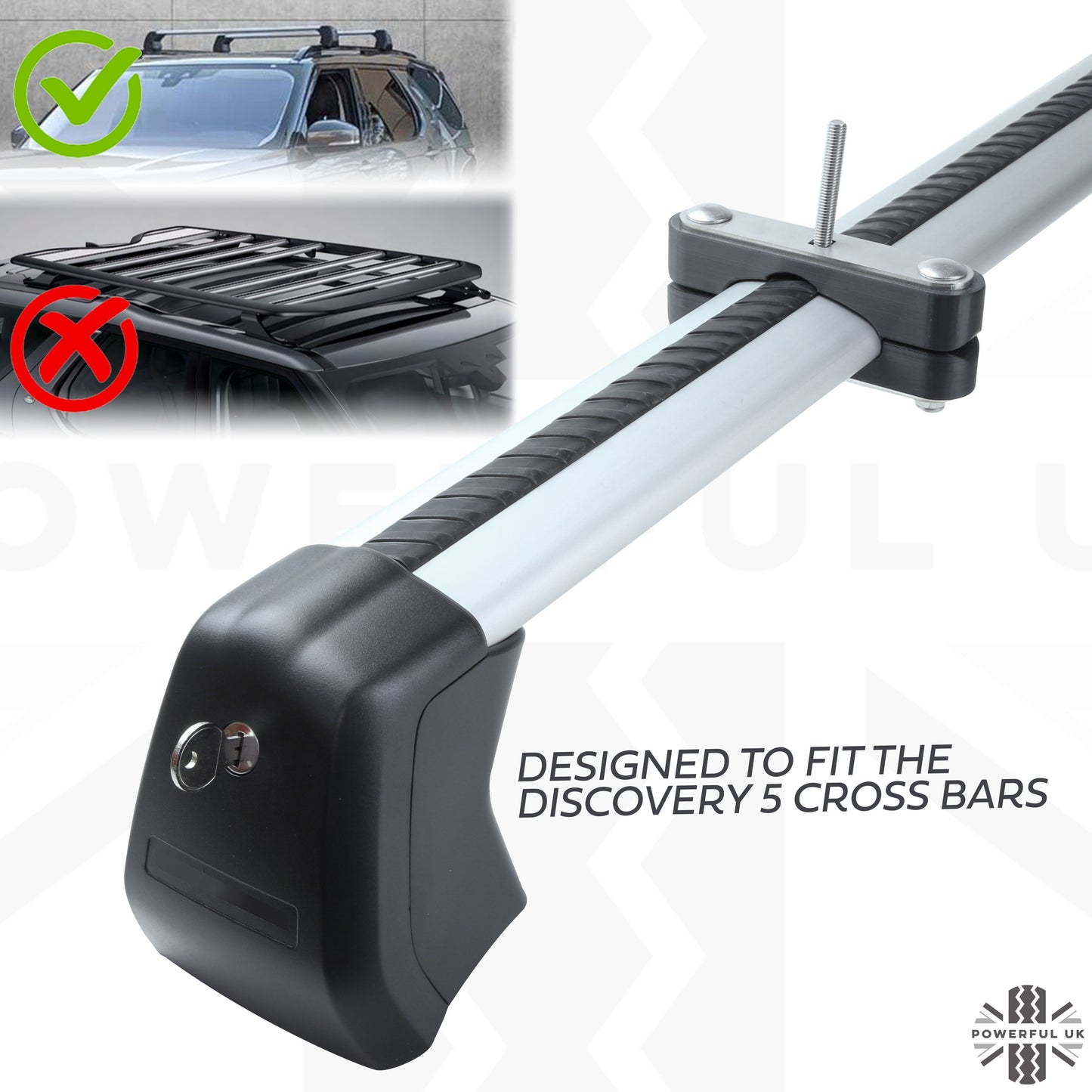 Roof Cross Bar Mount Clamp Kit for the Land Rover Discovery 5 - Kit A - Stainless Steel Top