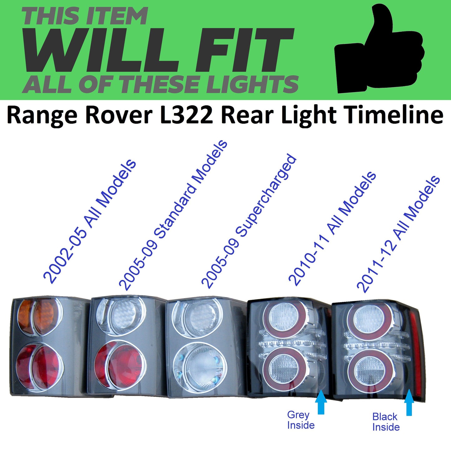 Rear Light Covers for Range Rover L322 - Chrome
