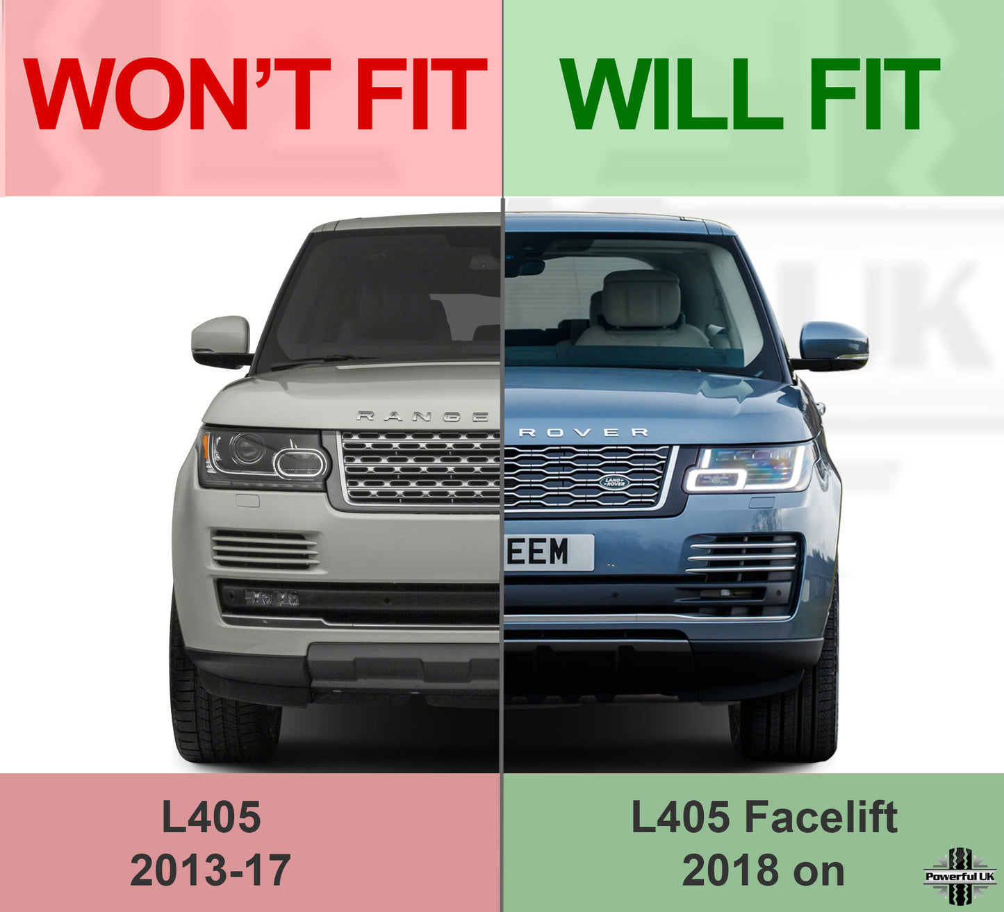 Front Vent Blade Covers - Silver for Range Rover L405 2018