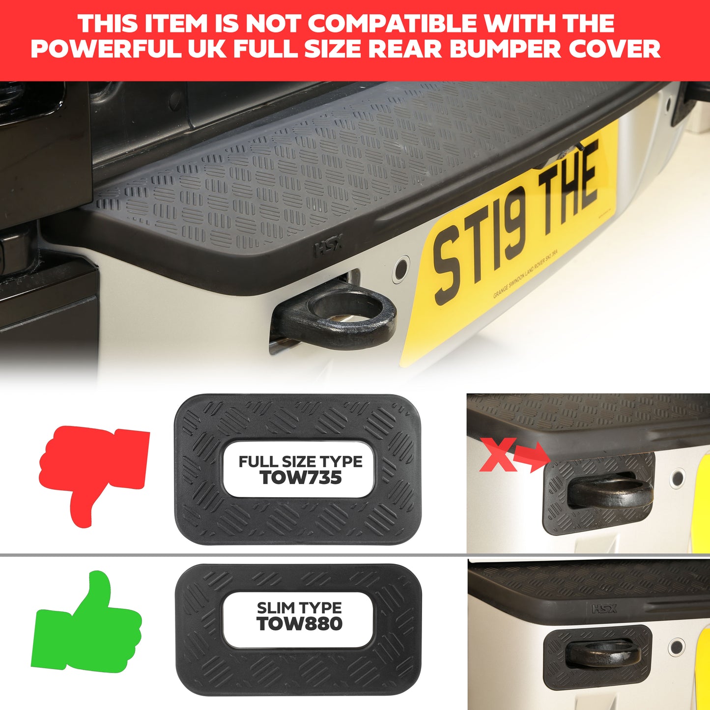 Tow Loop Surrounds Chequer Plate for Land Rover Defender L663 - Slim Type
