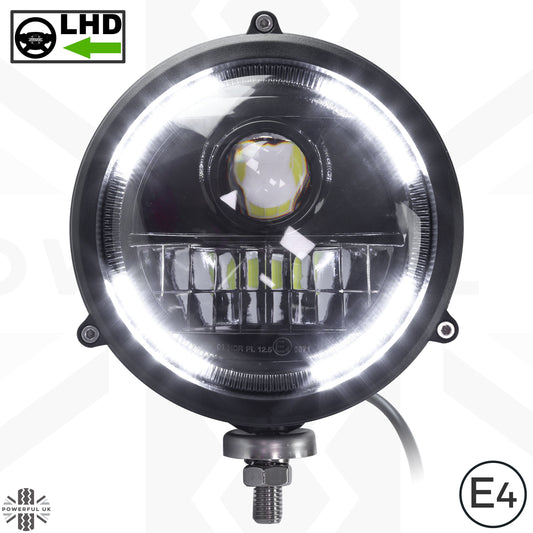 6" LED Bottom Mount Round Headlight with DRL - LHD - Single Lamp