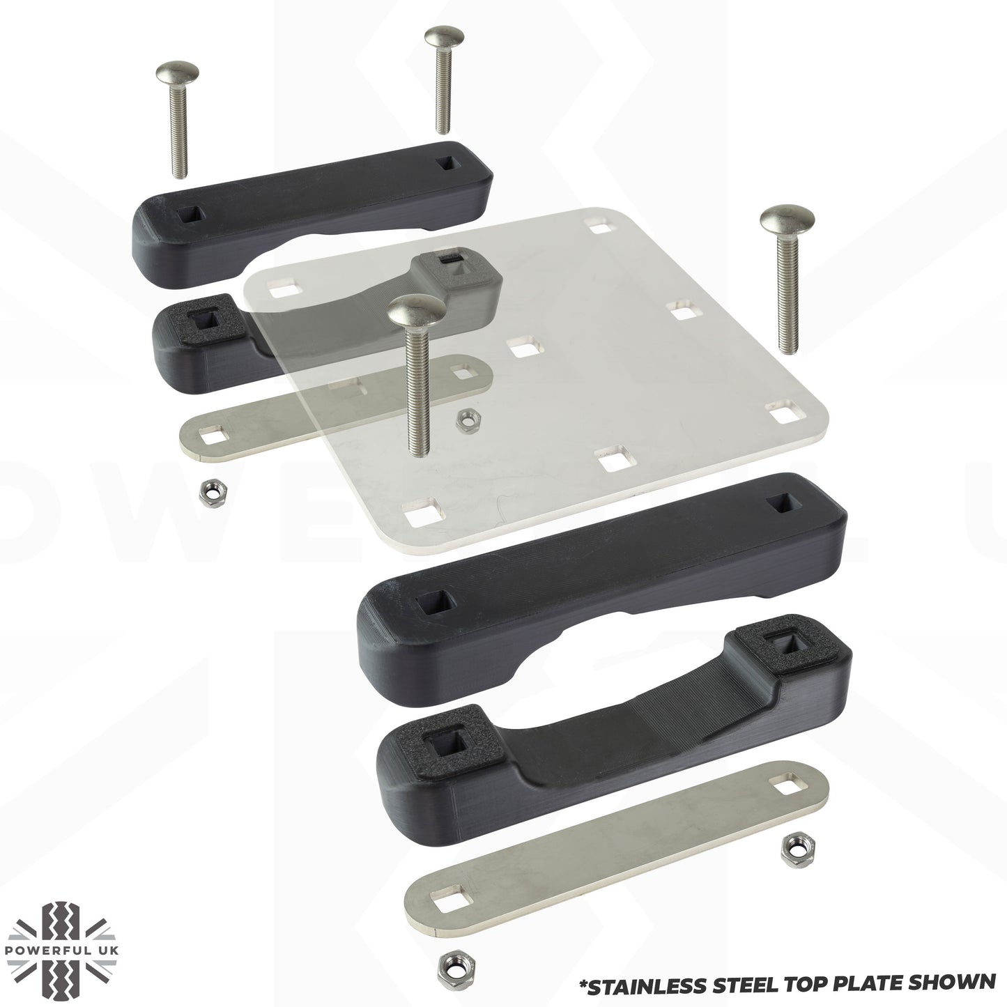 Roof Cross Bar Mount Clamp Kit for the Land Rover Defender L663 - Kit A - Zinc Plated Steel Top